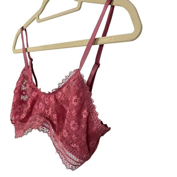 Victorias Secret Bralette Womens Pink Floral Wireless Sheer Back Close Bra sz L - Picture 10 of 16